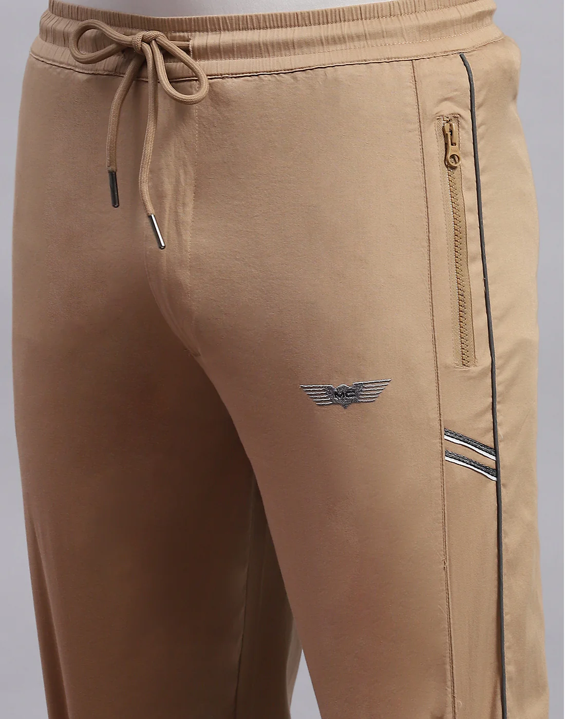 Men Khaki Solid Regular Fit Lower - Image 6