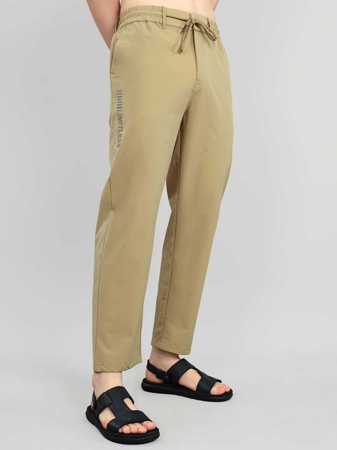 Men Khaki Solid Regular Fit Lower - Image 3