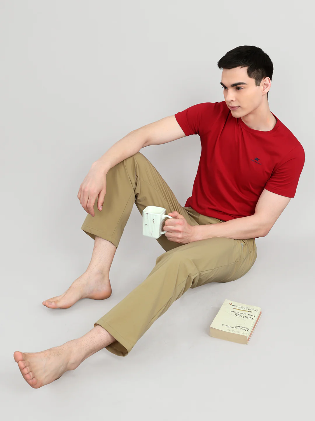 Men Khaki Solid Regular Fit Lower - Image 6