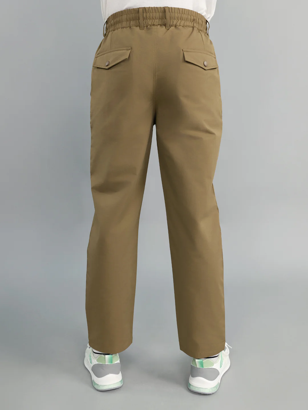 Men Khaki Solid Regular Fit Lower - Image 4
