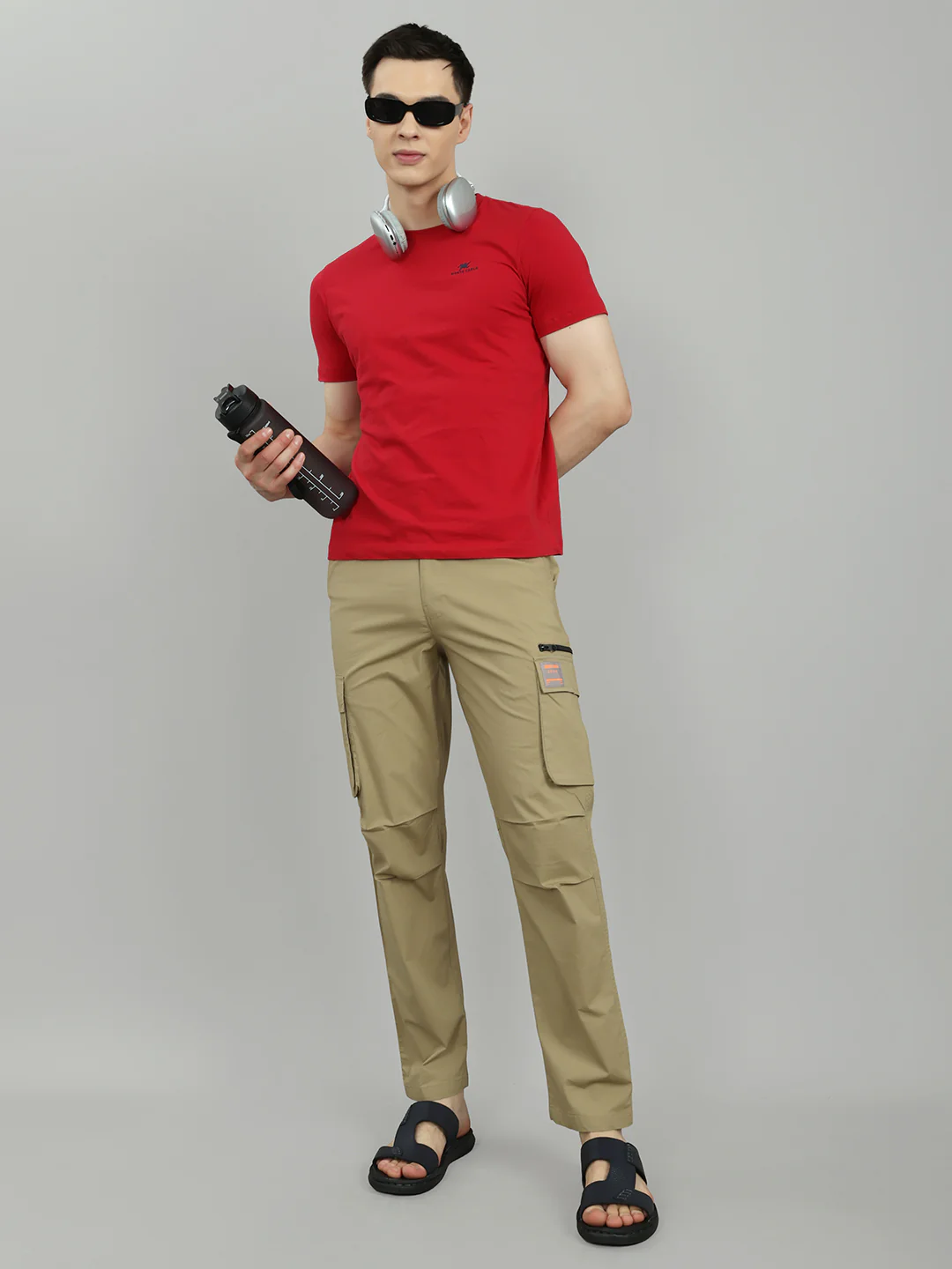 Men Khaki Solid Regular Fit Lower - Image 7