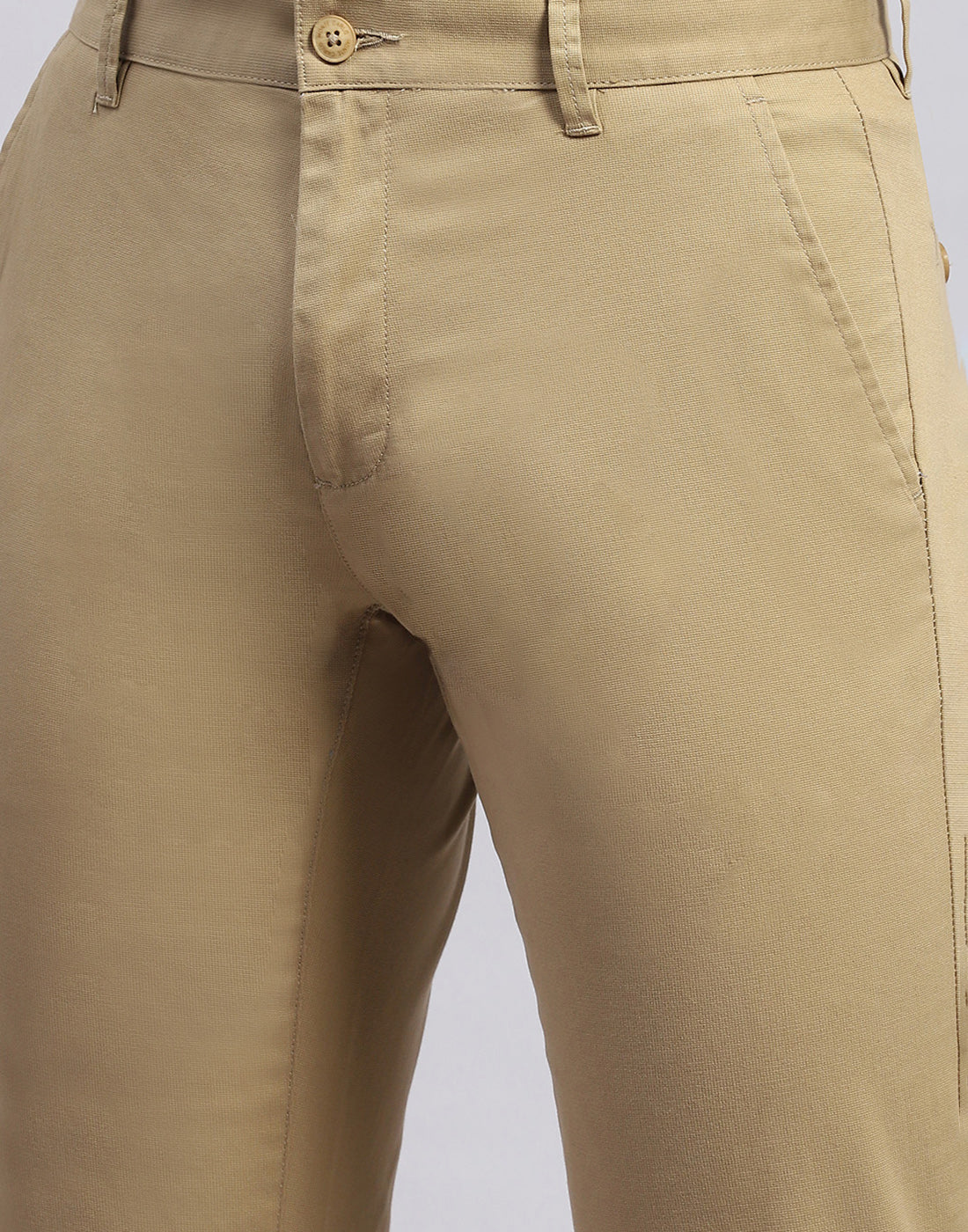 Men Khaki Solid Regular Fit Trouser - Image 6