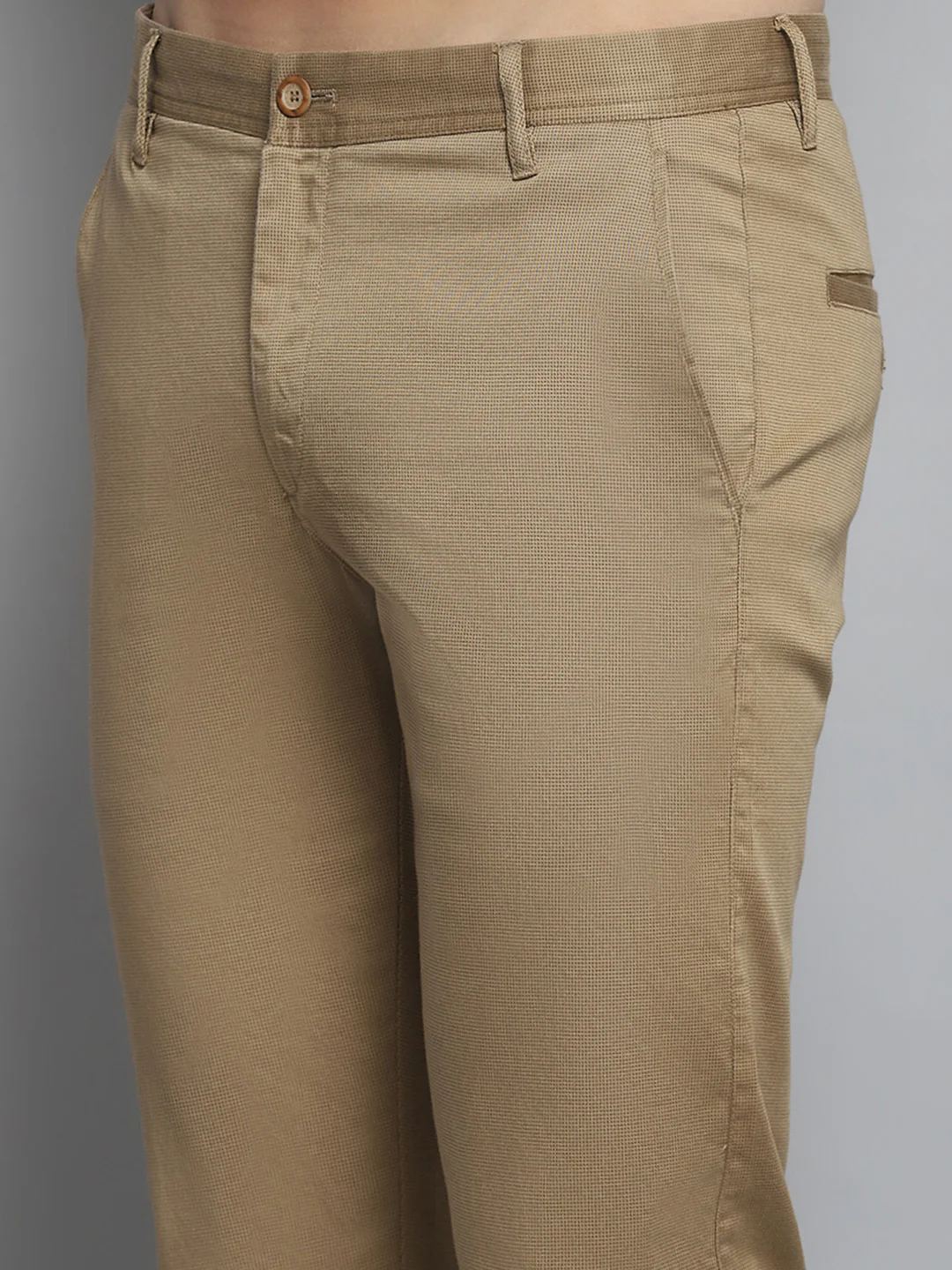 Men Khaki Solid Trouser - Image 6