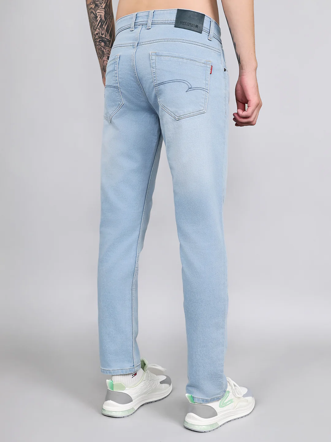Men Light Blue Light Wash Narrow Fit Denim - Image 4