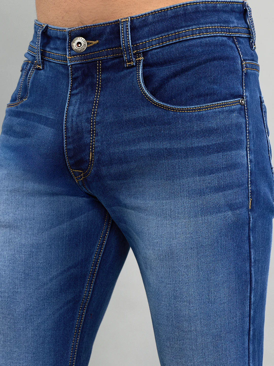 Men Light Blue Light Wash Narrow Fit Denim - Image 5