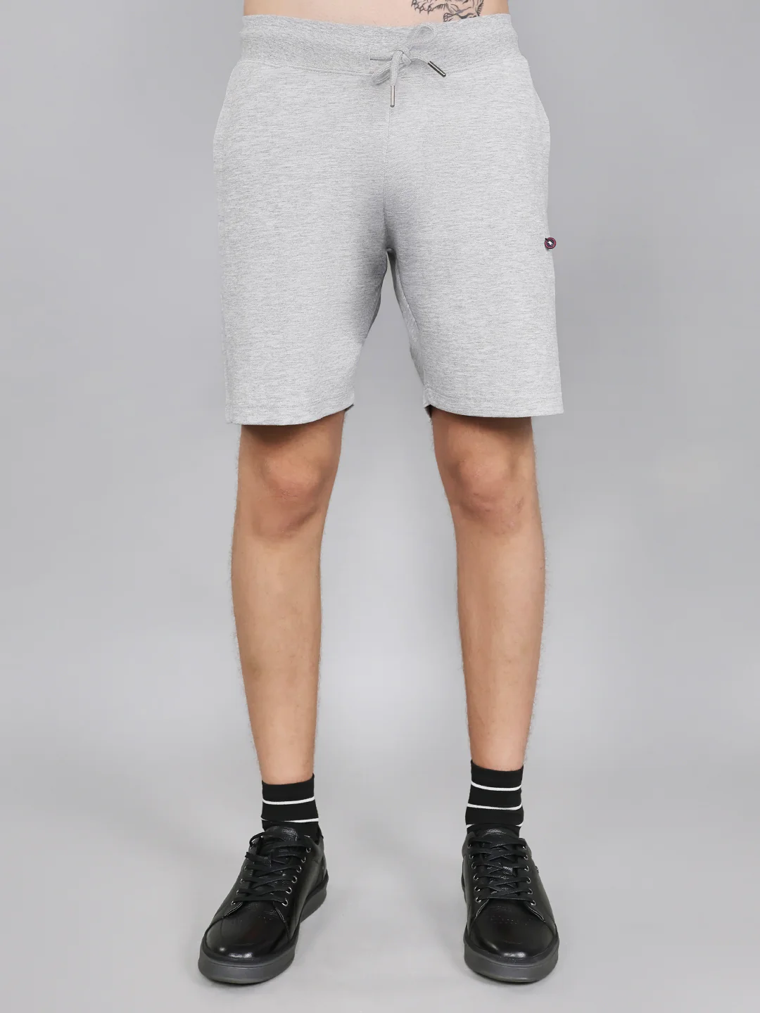 Men Light Grey Plain Regular Fit Bermuda