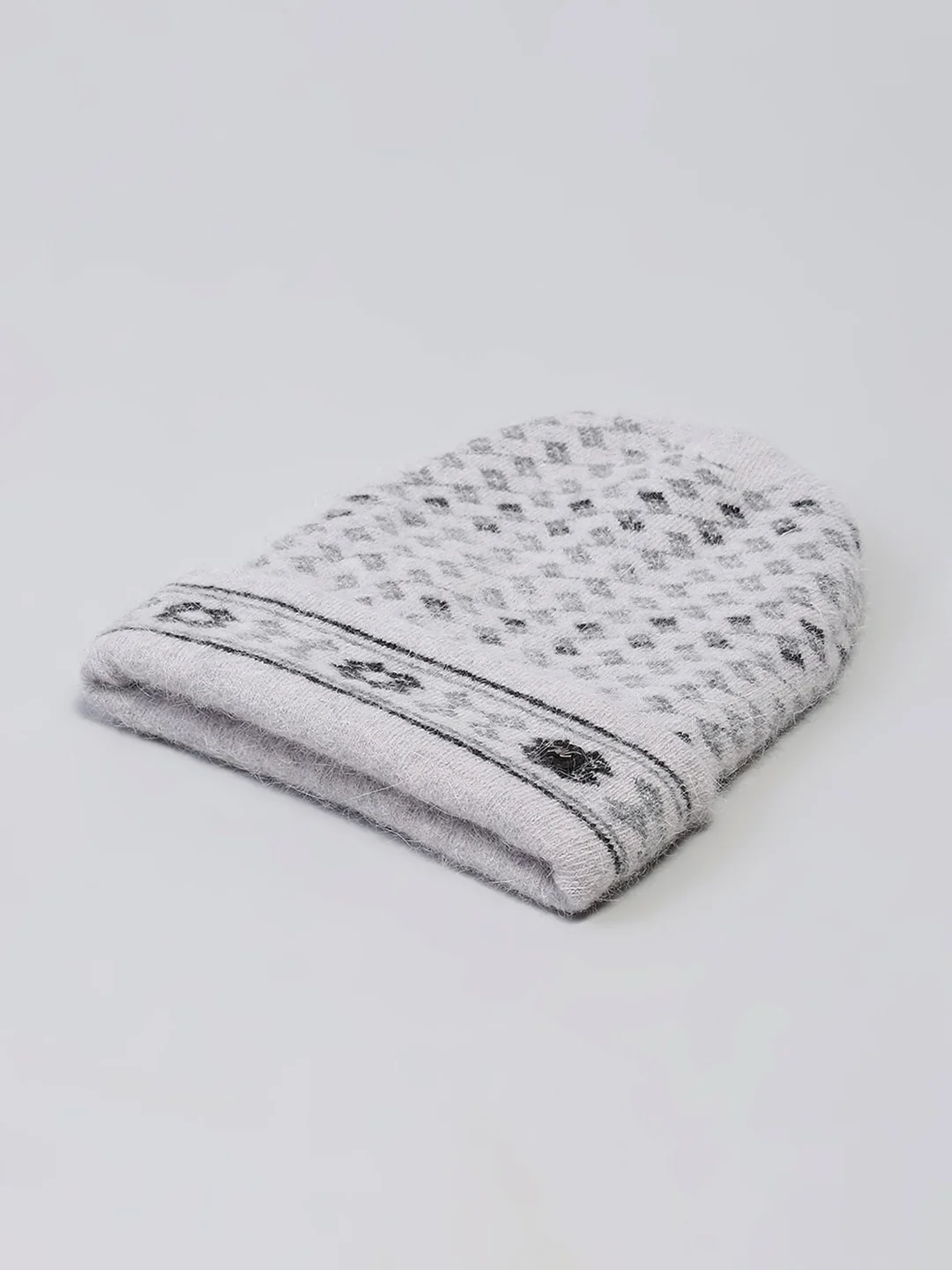 Men Light Grey Self Design Cap - Image 6