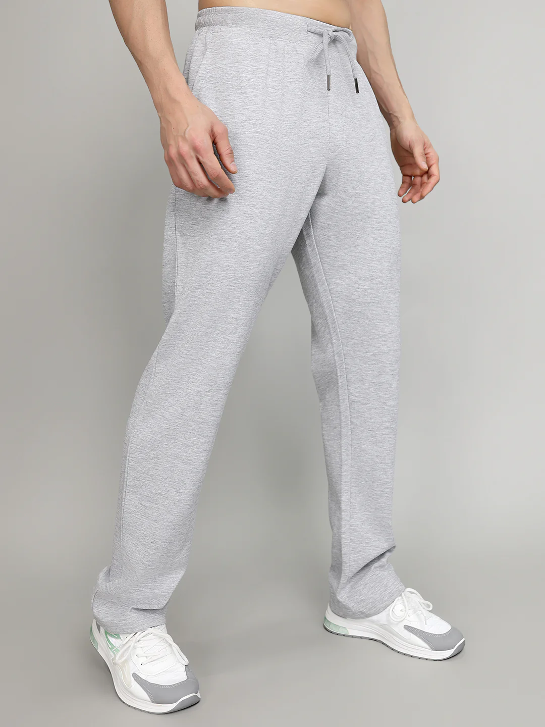 Men Light Grey Solid Regular Fit Lower - Image 3