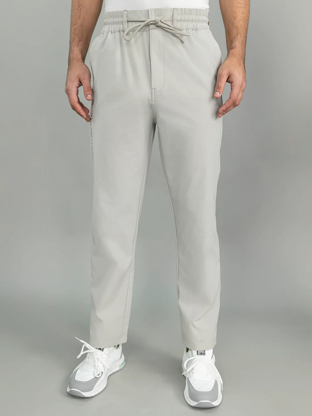Men Light Grey Solid Regular Fit Lower