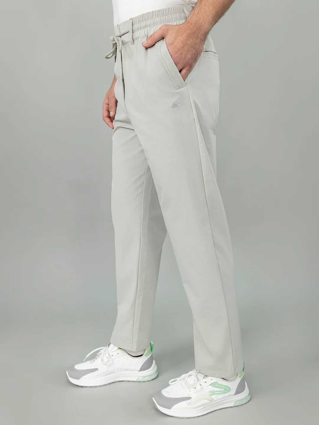 Men Light Grey Solid Regular Fit Lower - Image 2