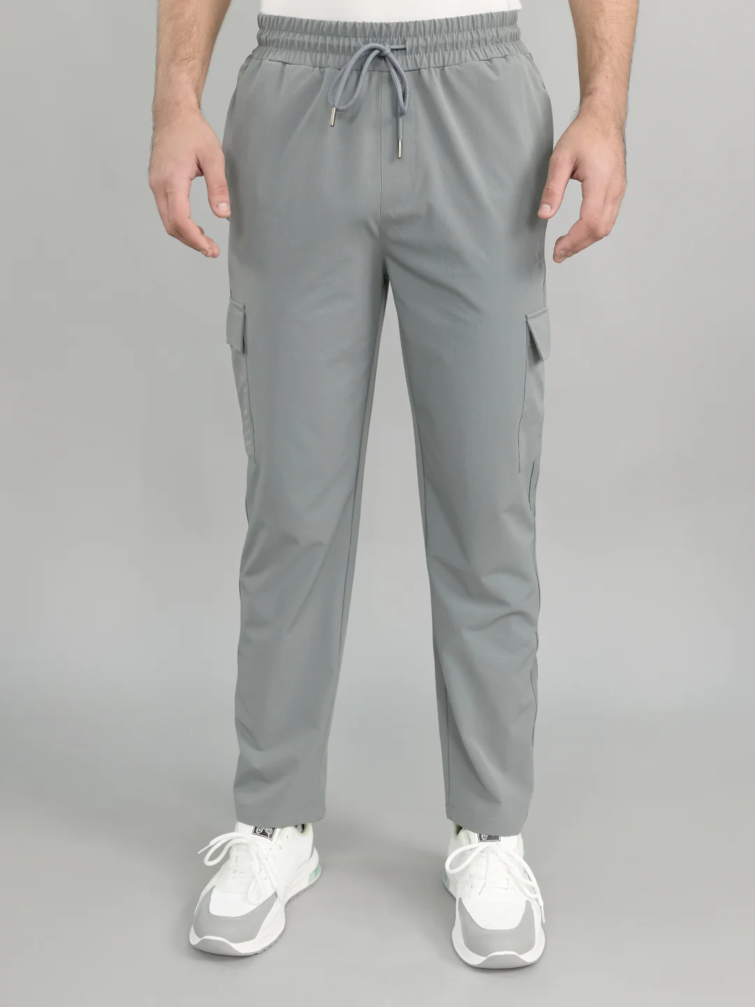 Men Light Grey Solid Regular Fit Lower