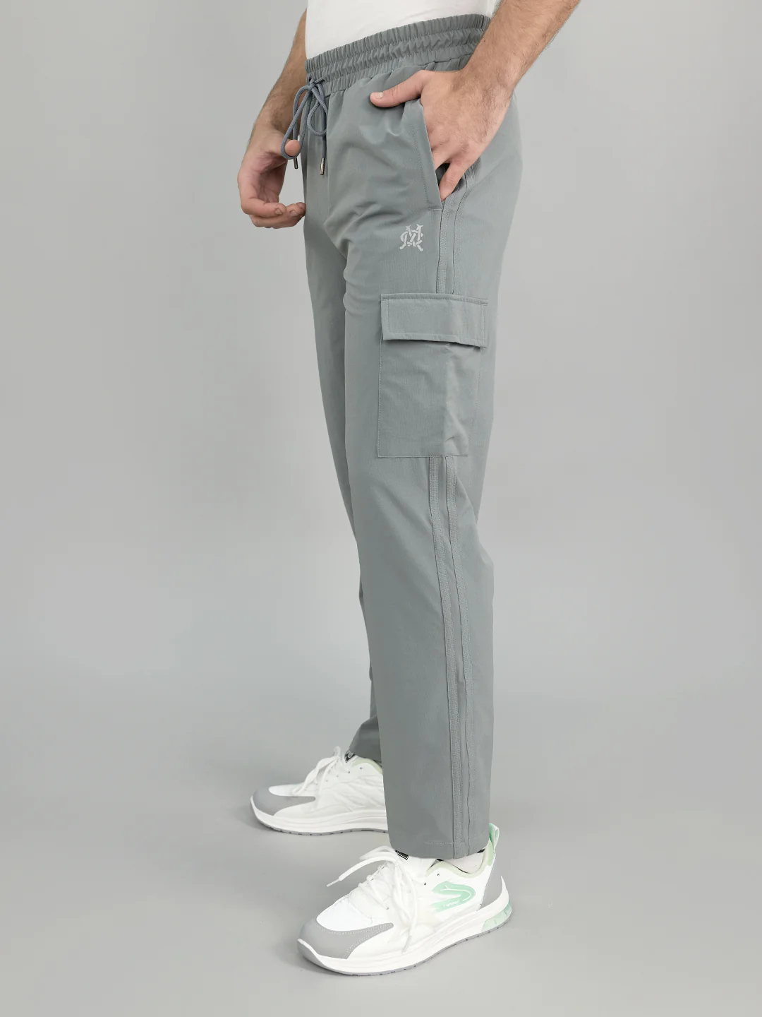 Men Light Grey Solid Regular Fit Lower - Image 2