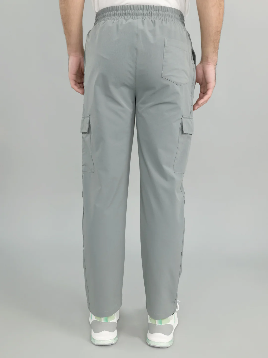 Men Light Grey Solid Regular Fit Lower - Image 4
