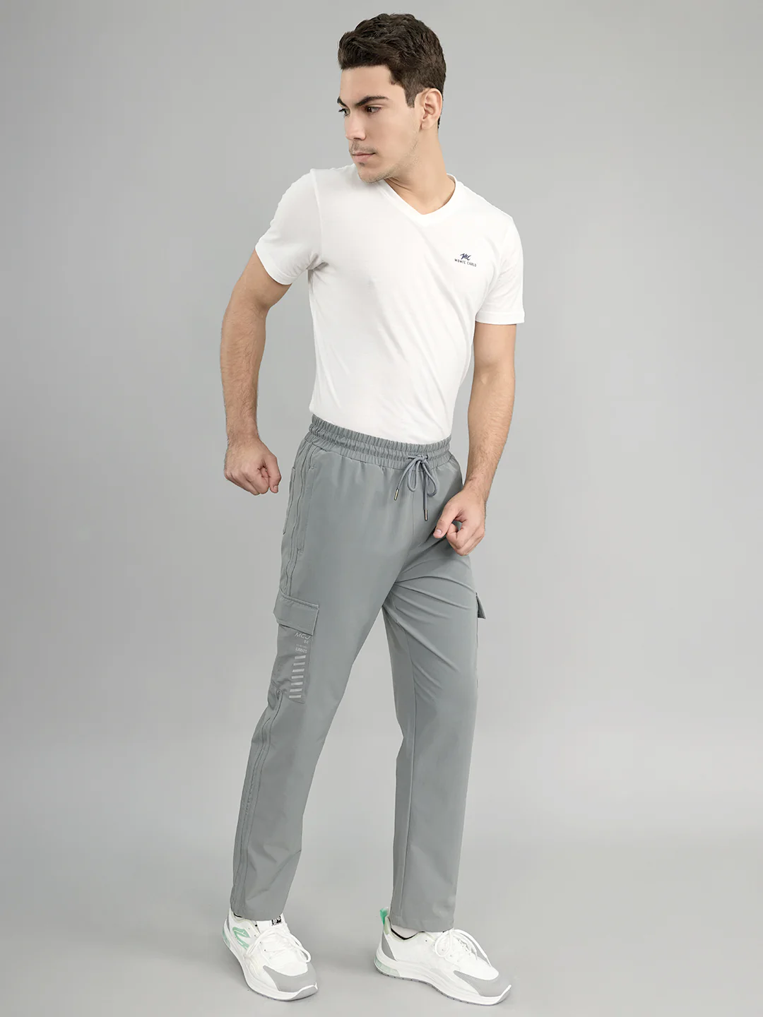 Men Light Grey Solid Regular Fit Lower - Image 6