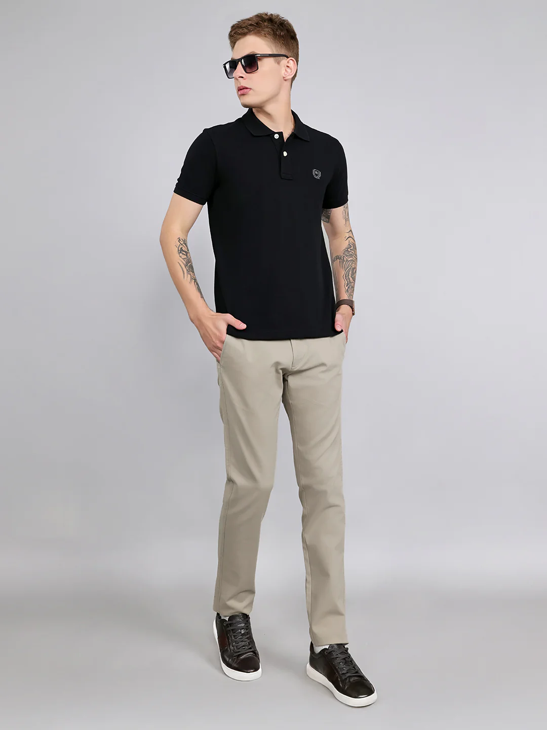 Men Light Grey Solid Slim Fit Trouser - Image 6