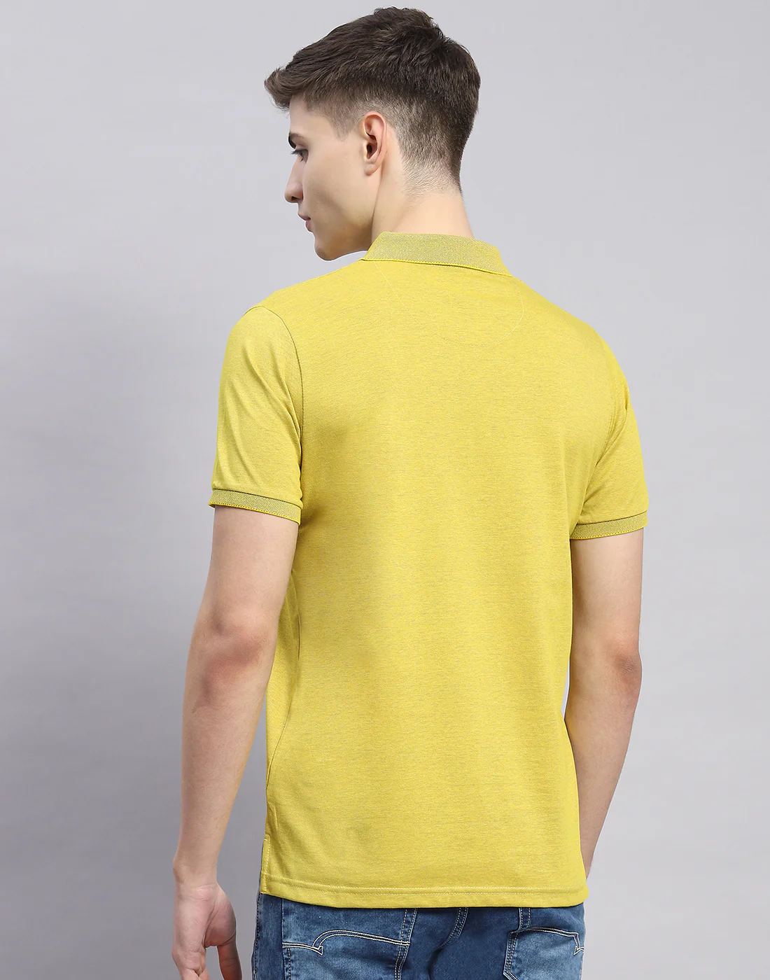 Men Lime Green Solid Polo Collar Half Sleeve T-Shirt - Image 5