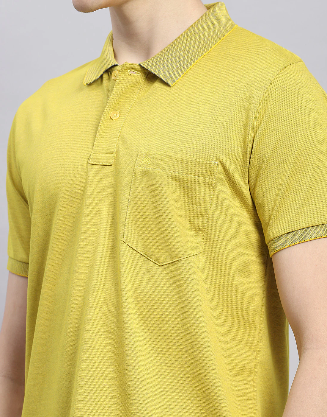 Men Lime Green Solid Polo Collar Half Sleeve T-Shirt - Image 6