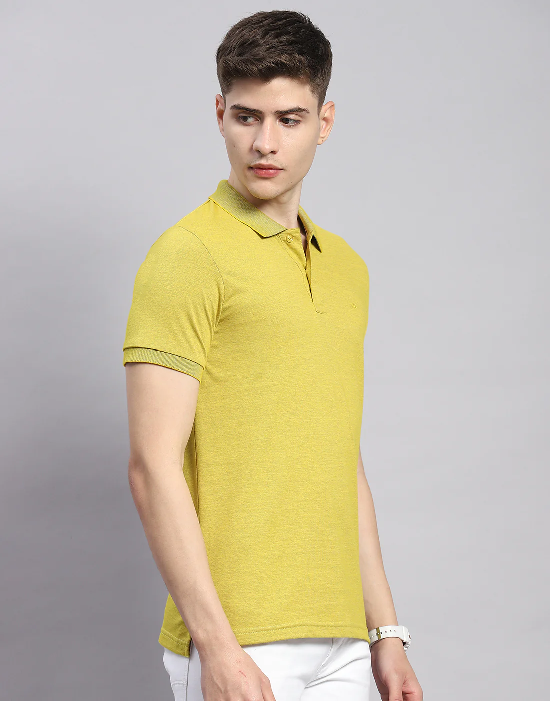 Men Lime Green Solid Polo Collar Half Sleeve T-Shirt - Image 5