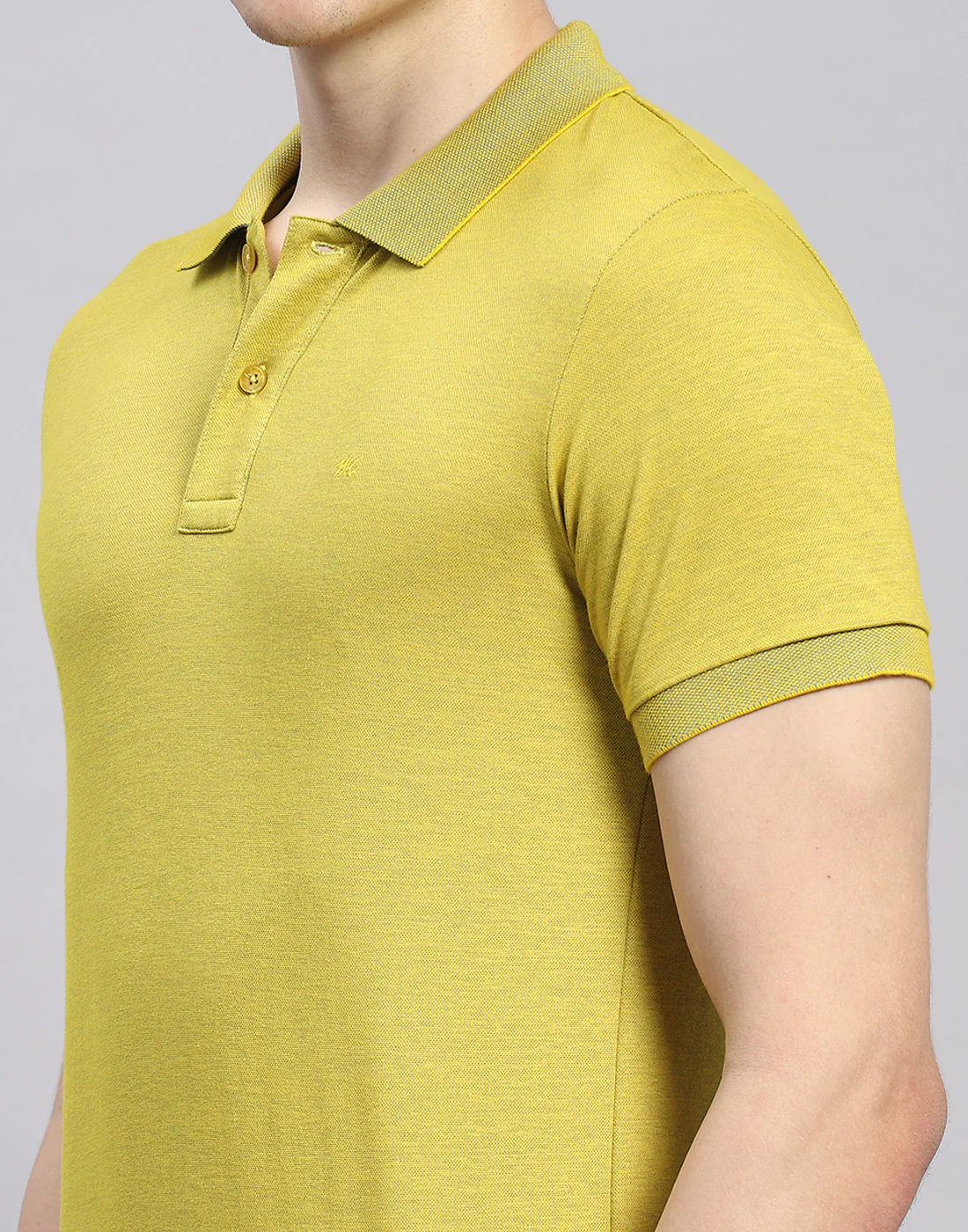 Men Lime Green Solid Polo Collar Half Sleeve T-Shirt - Image 7