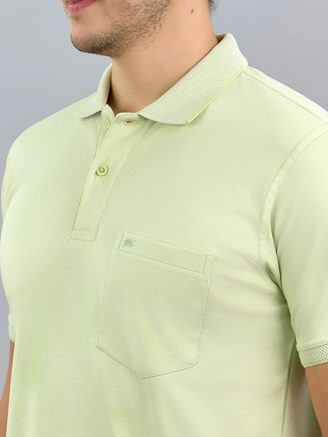 Men Lime Green Solid Polo Collar Half Sleeve T-Shirt - Image 5
