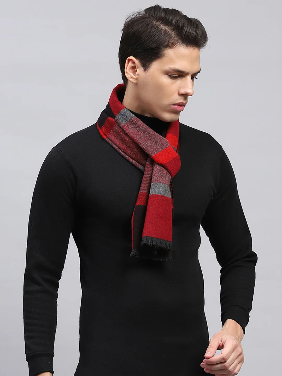 Men Maroon & Black Self Design Muffler - Image 4