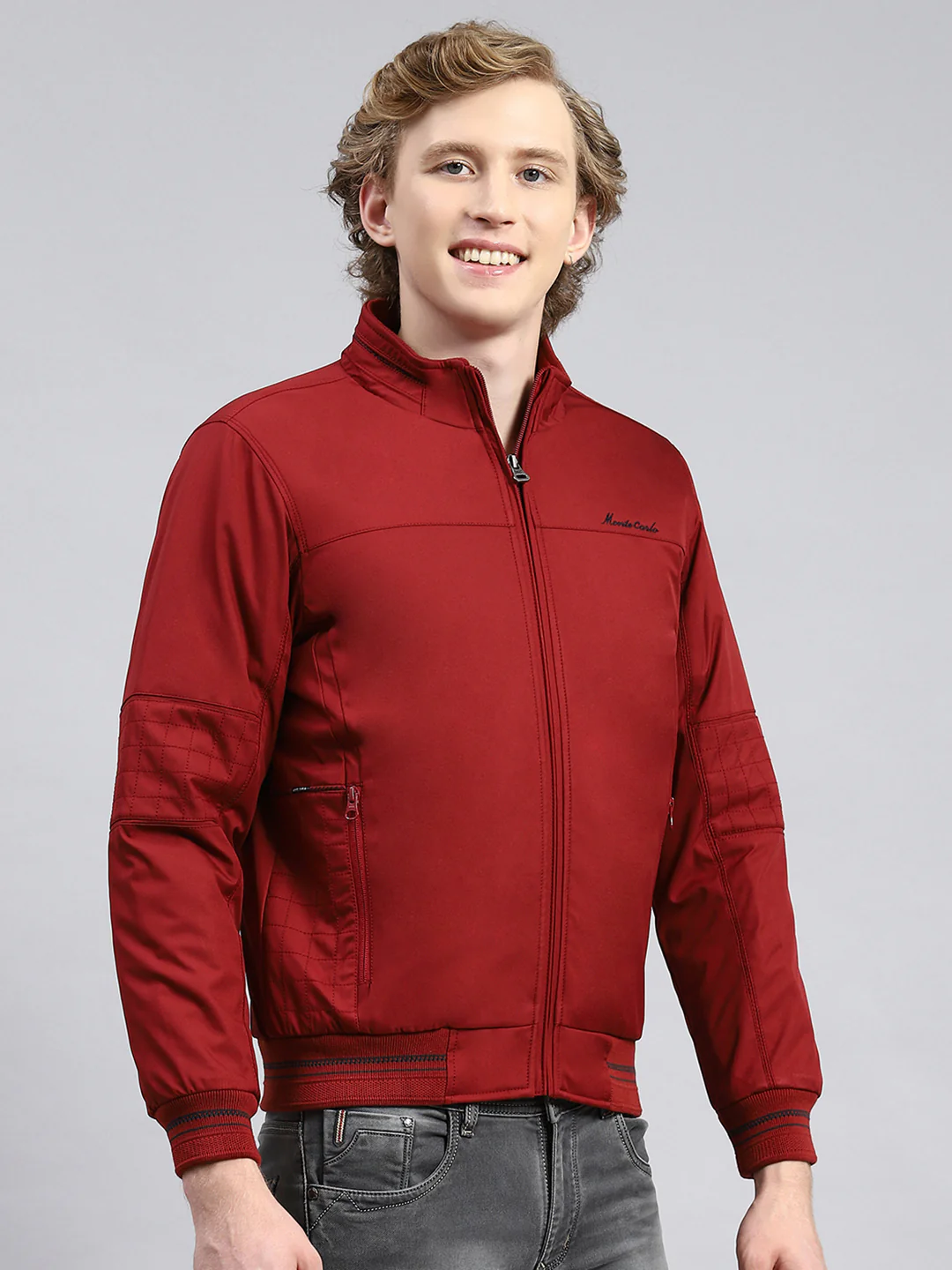 Men Maroon Plain Jacket - Image 3