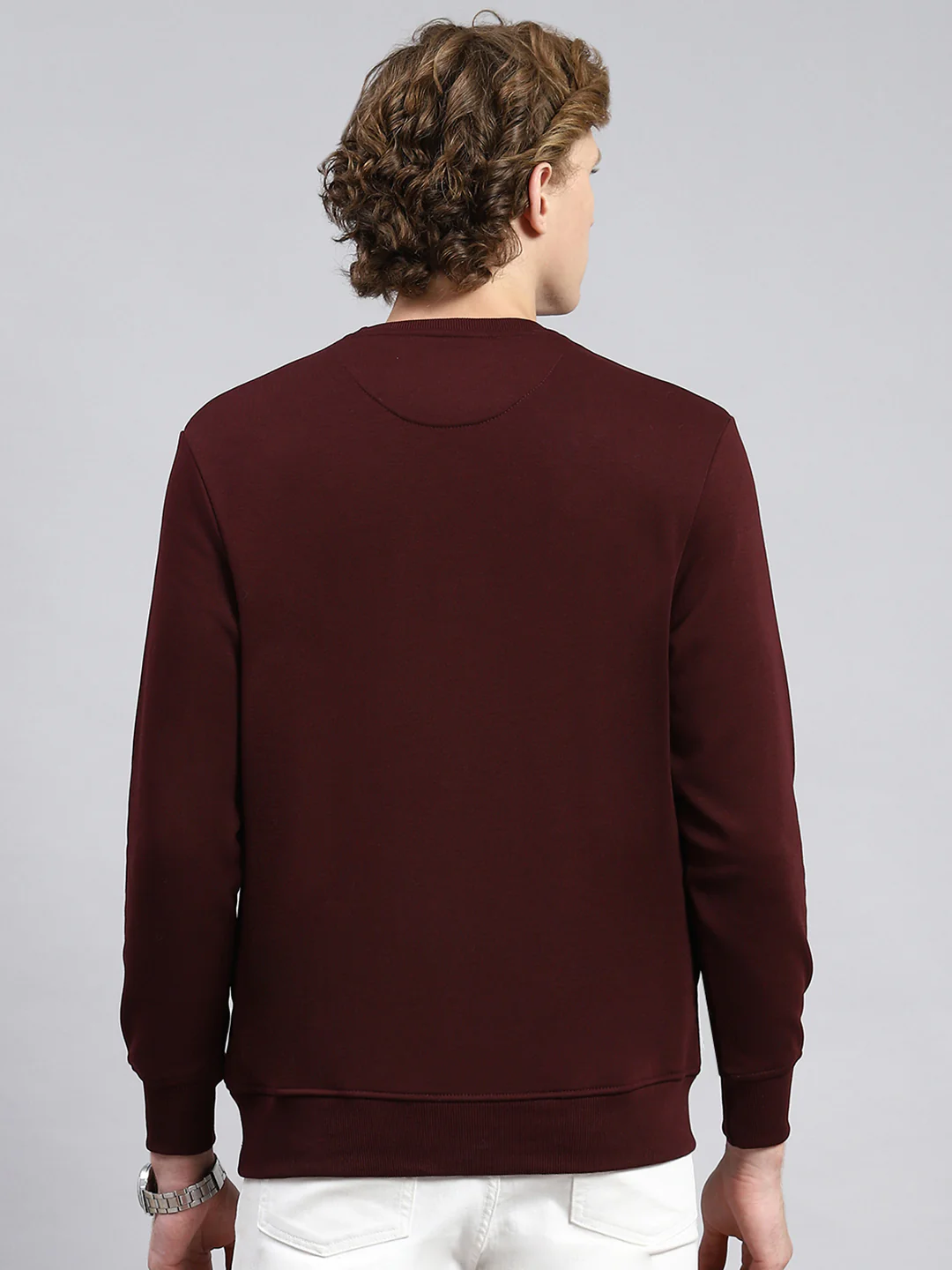 Men Maroon Plain Sweatshirt - Image 5