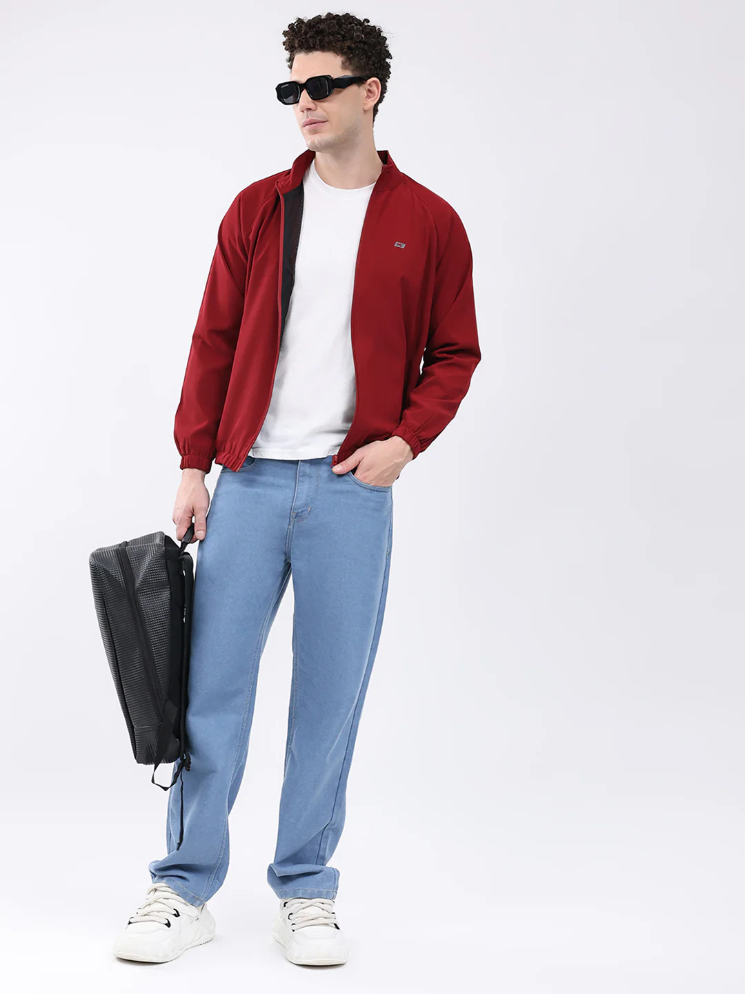 Men Maroon Printed Collar Full Sleeve Jacket - Image 2