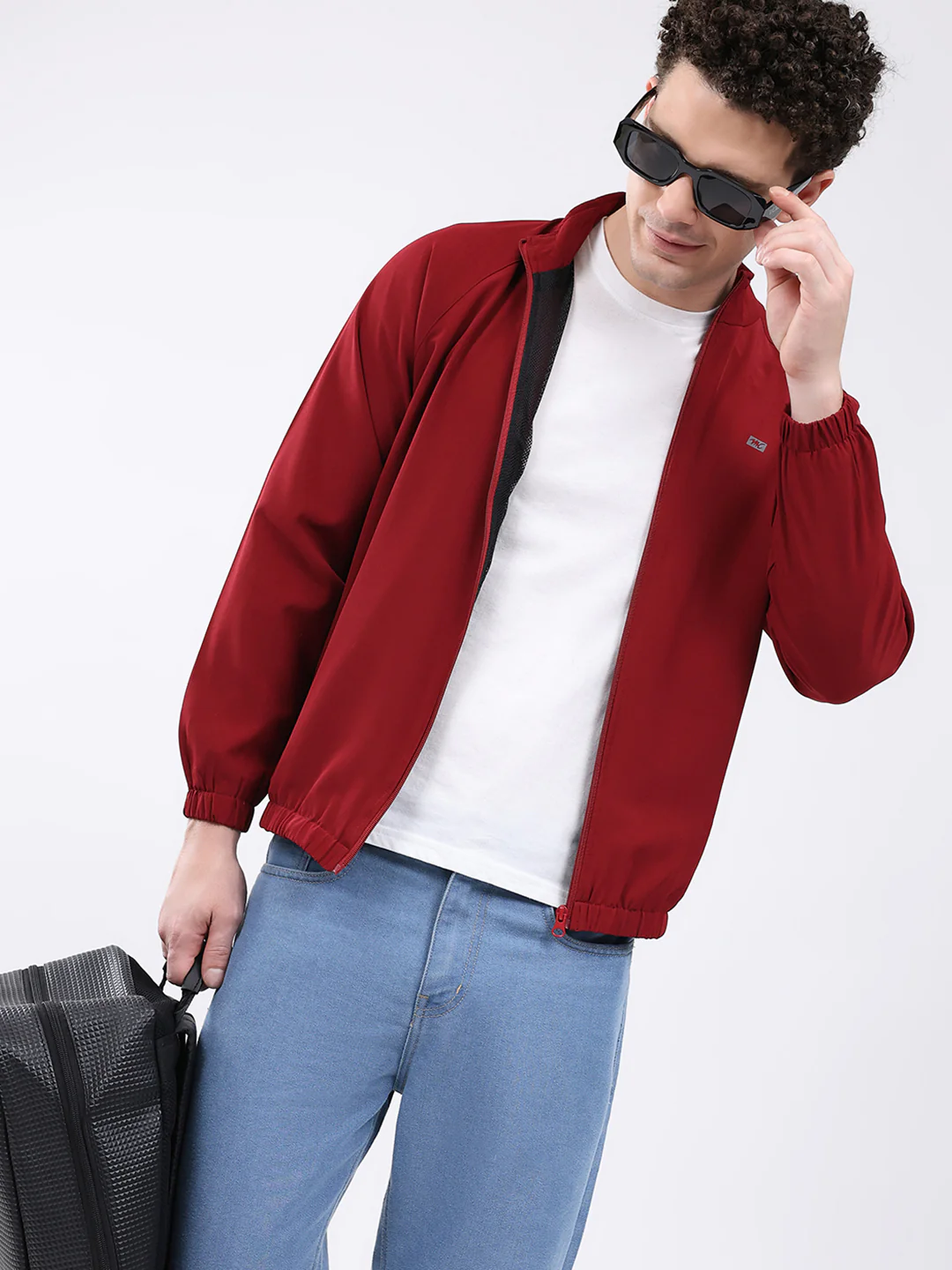 Men Maroon Printed Collar Full Sleeve Jacket - Image 6