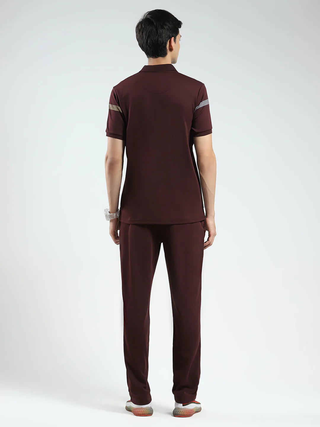 Men Maroon Printed Collar Half Sleeve Lower Set - Image 5