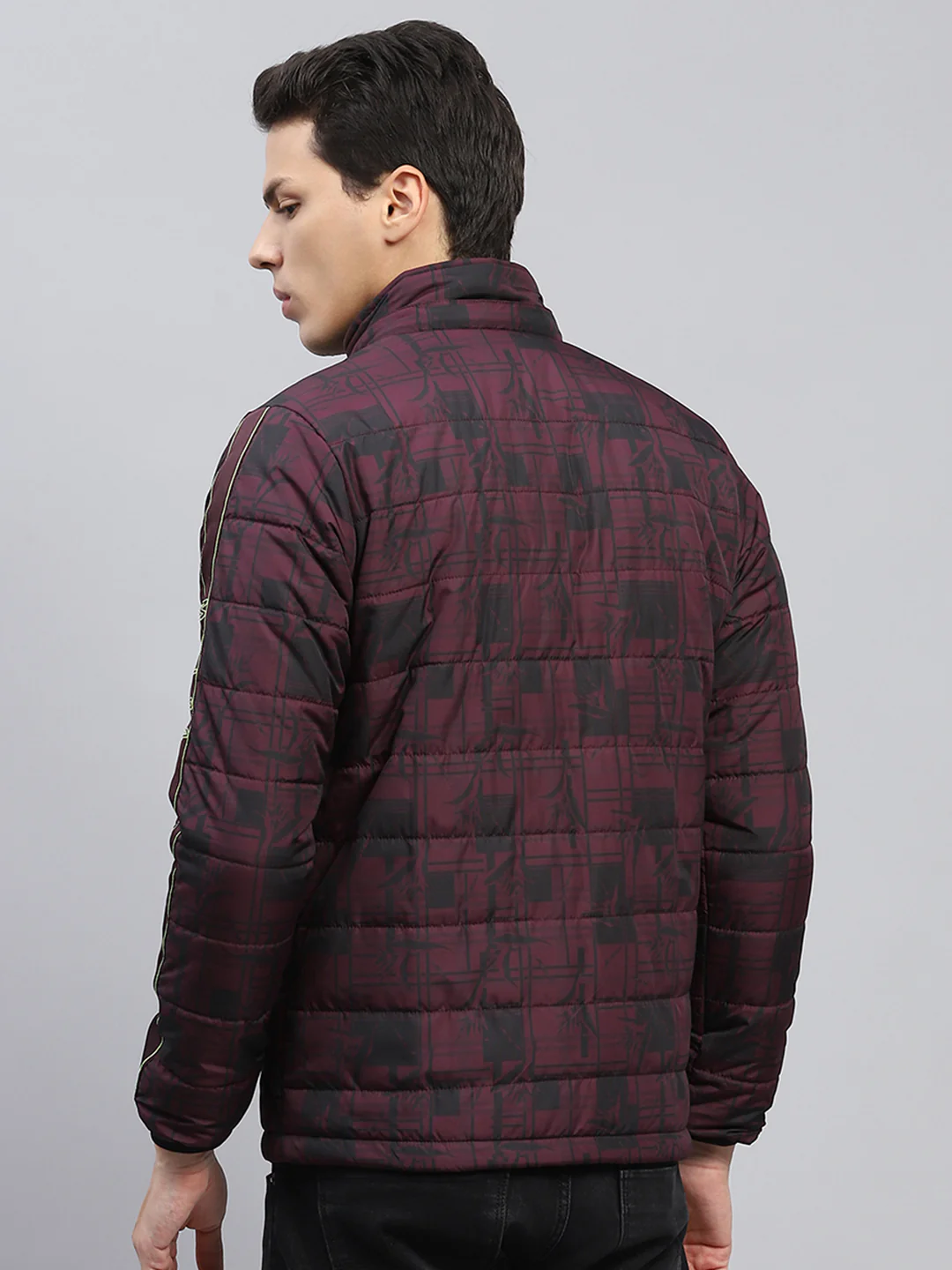 Men Maroon Printed Detachable Hood Full Sleeve Jacket - Image 6