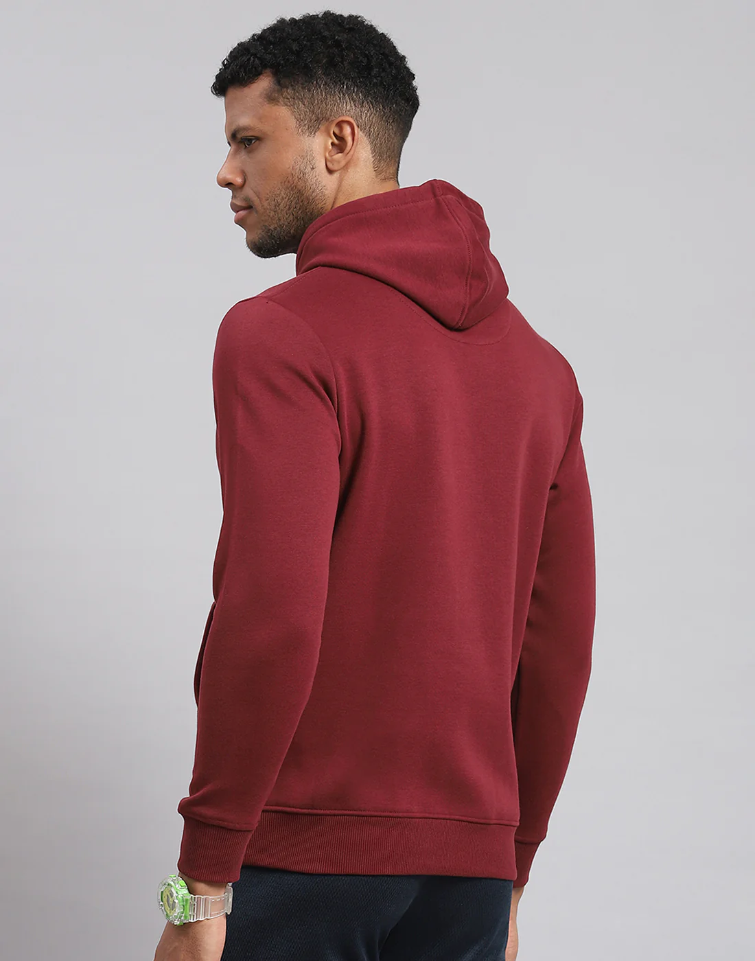 Rock.it Men Maroon Printed Hooded Full Sleeve Sweatshirt - Image 6