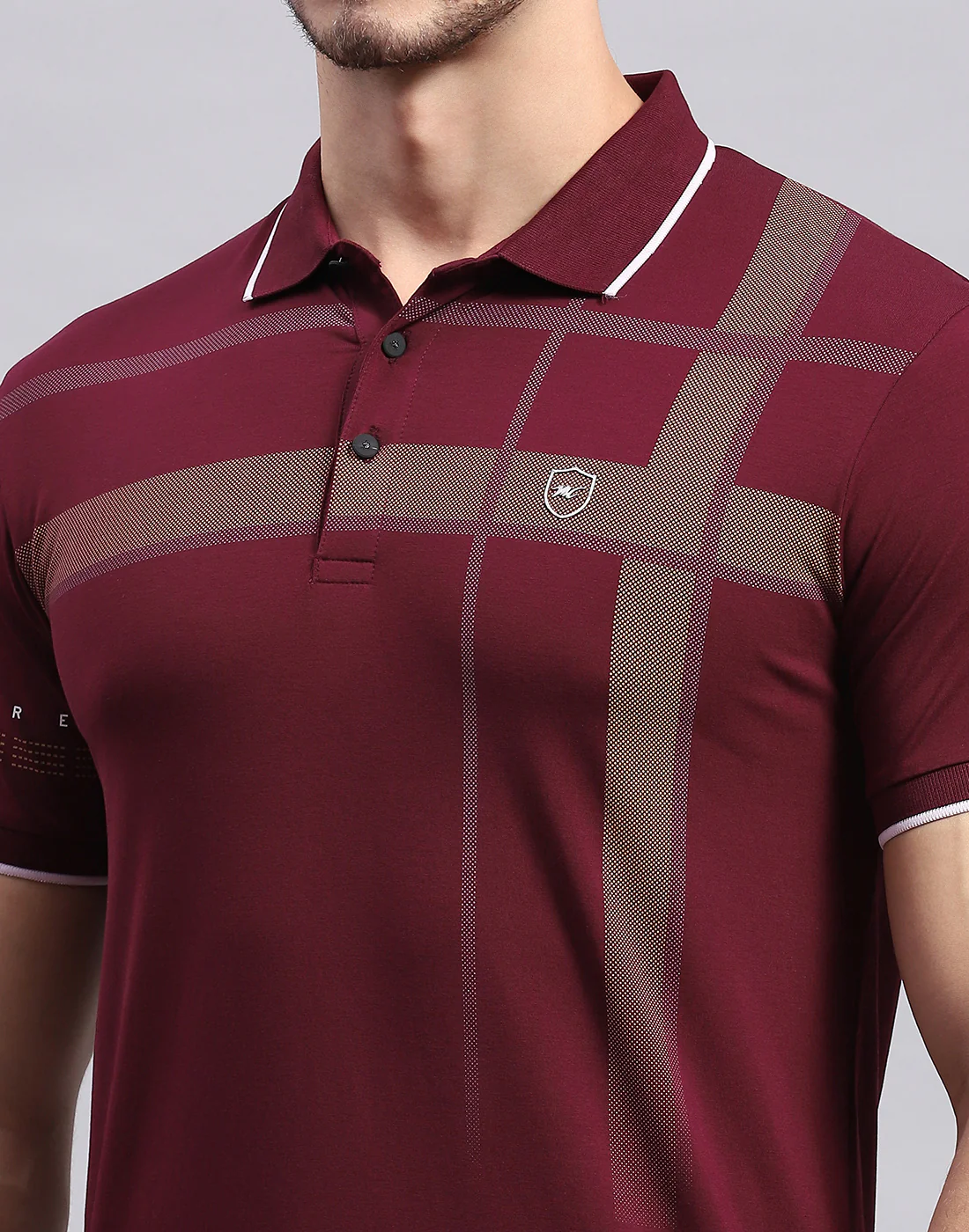 Men Maroon Printed Polo Collar Half Sleeve T-Shirt - Image 6