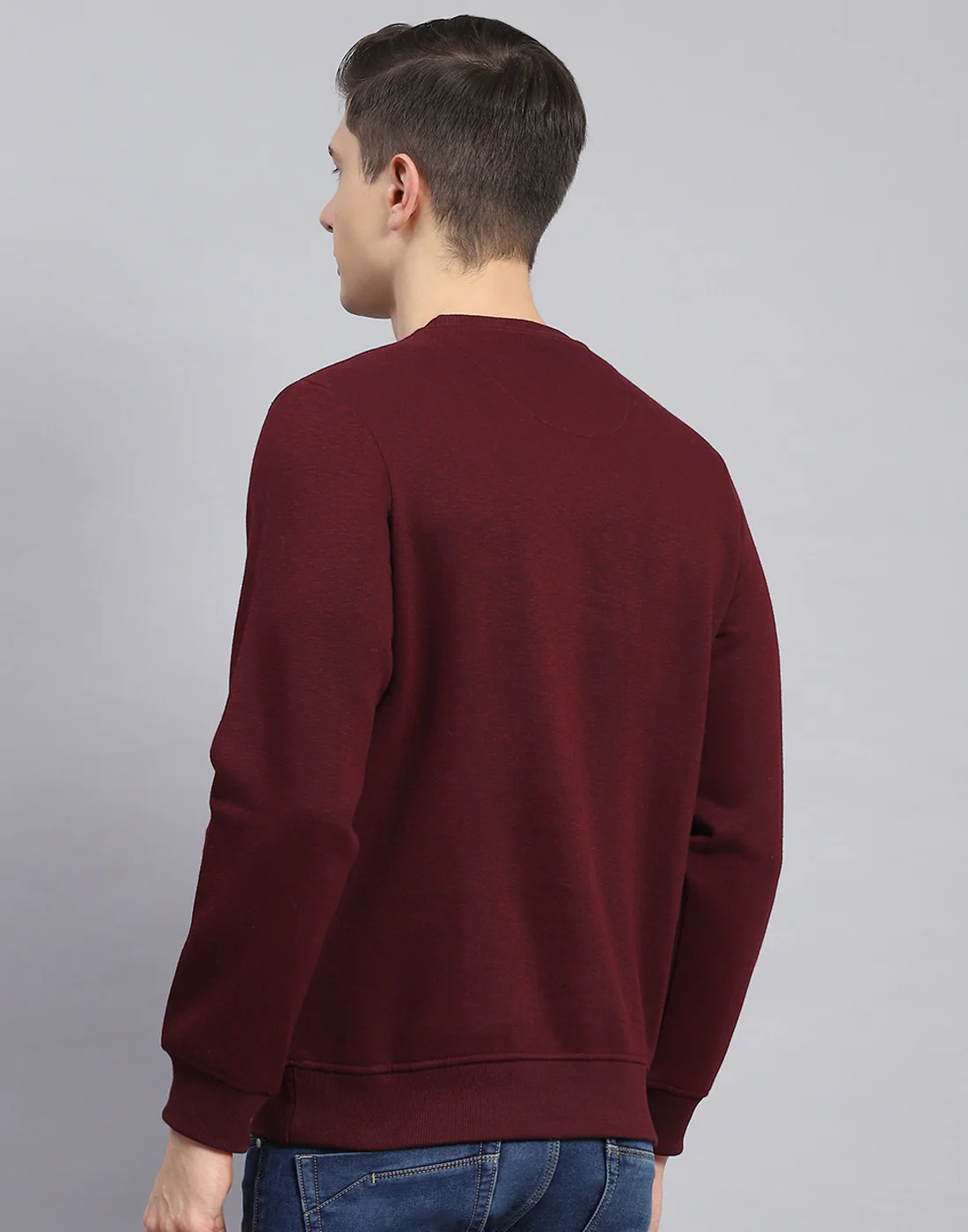 Men Maroon Printed Round Neck Full Sleeve Sweatshirt - Image 7
