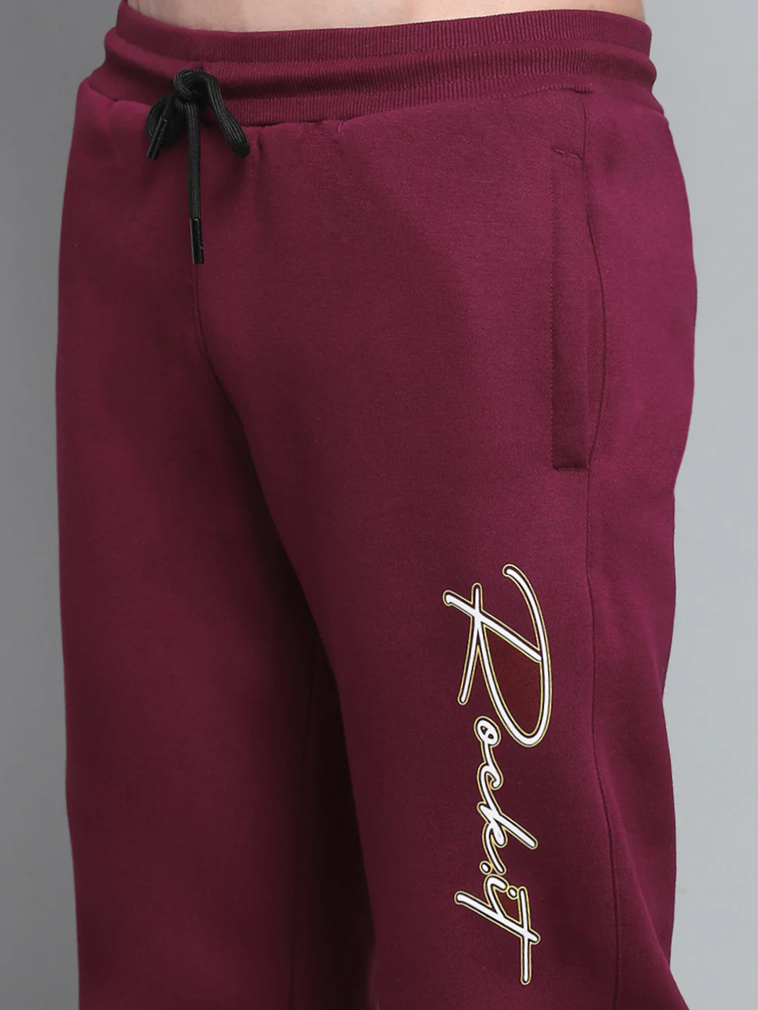 Rock.it Men Maroon Printed Round Neck Full Sleeve Winter Tracksuit - Image 8