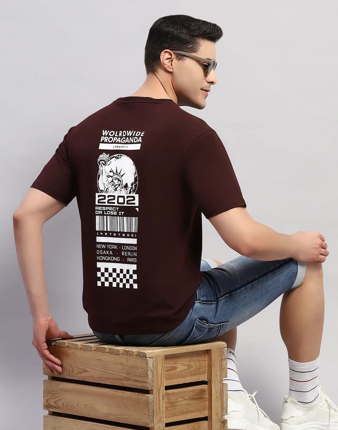 Rock.it Men Maroon Printed Round Neck Half Sleeve T-Shirt - Image 2