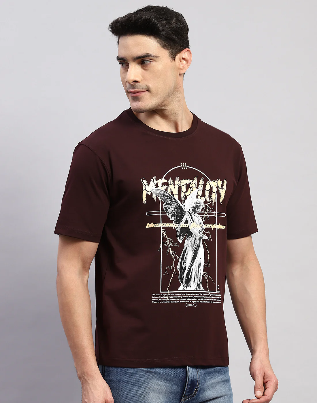 Rock.it Men Maroon Printed Round Neck Half Sleeve T-Shirt - Image 4