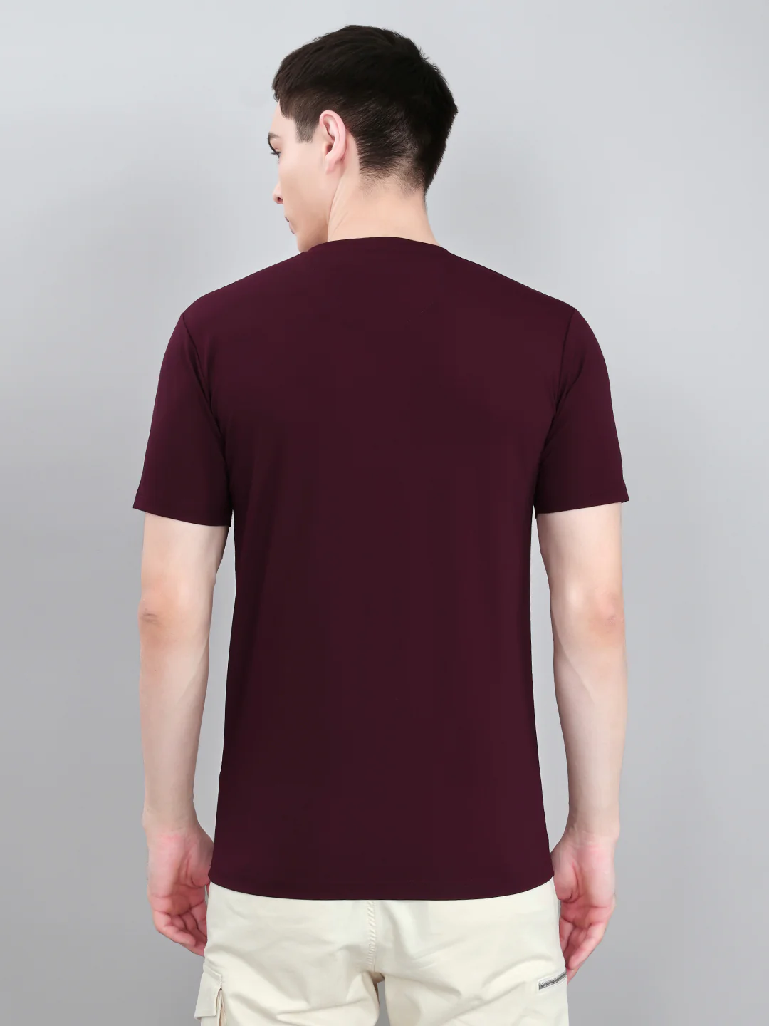 Men Maroon Printed Round Neck Half Sleeve T-Shirt - Image 4