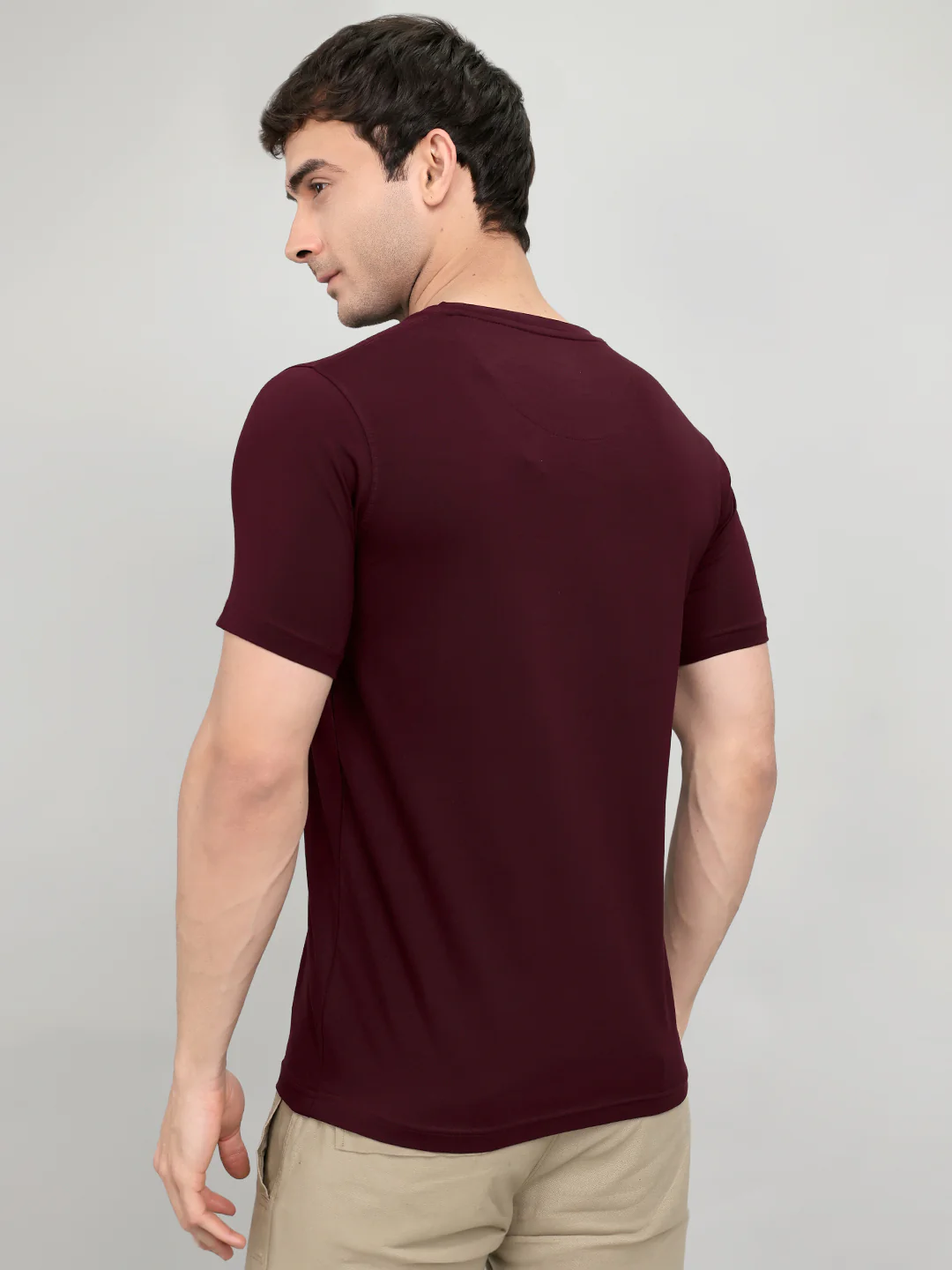 Men Maroon Printed Round Neck Half Sleeve T-Shirt - Image 5