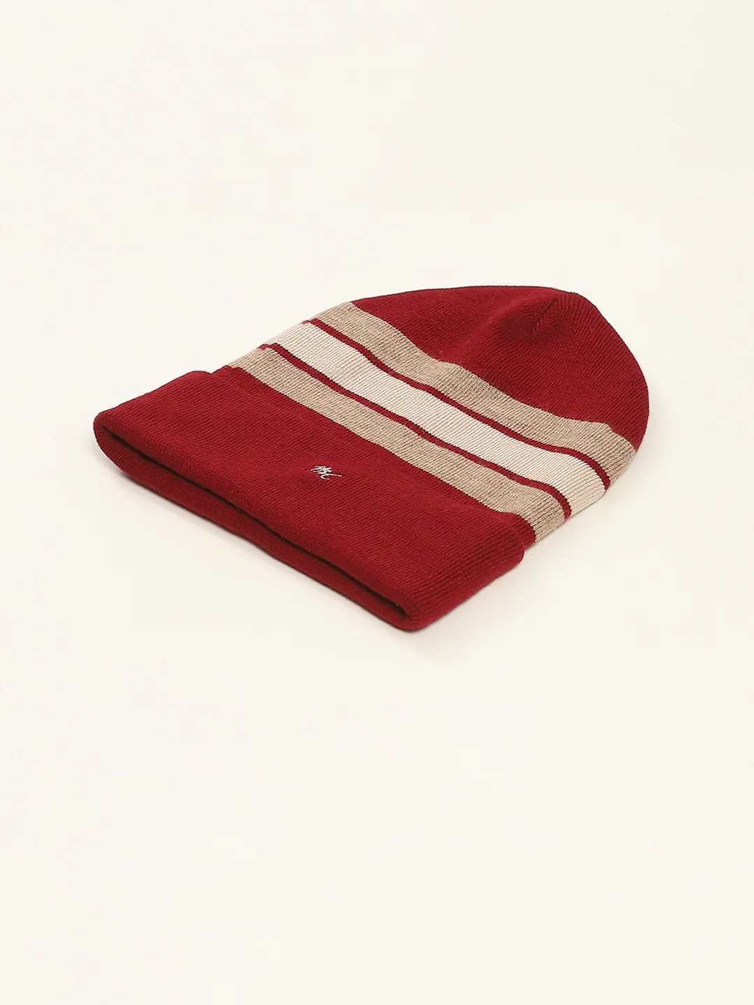 Men Maroon Self Design Cap - Image 6