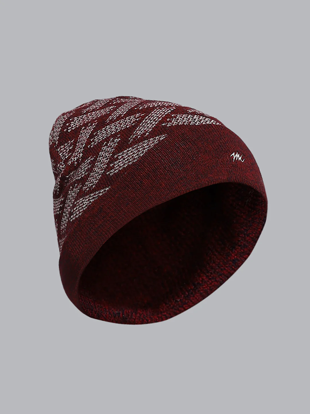 Men Maroon Self Design Cap - Image 2