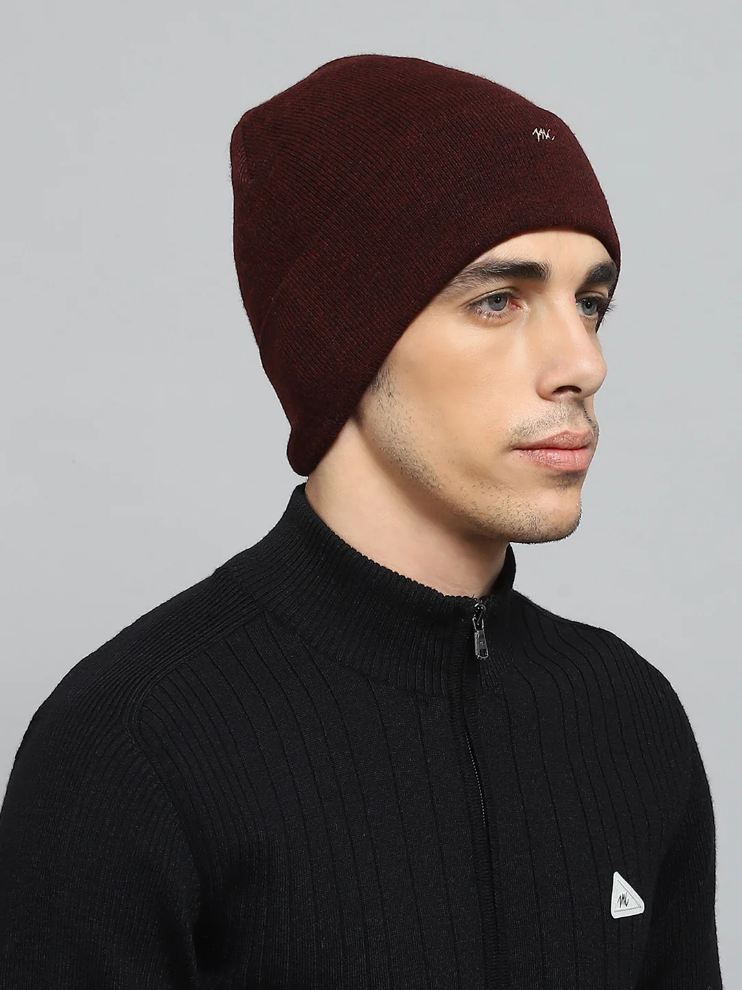 Men Maroon Self Design Cap - Image 4