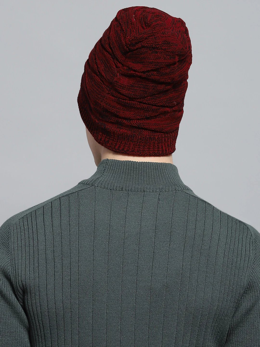 Men Maroon Self Design Cap - Image 5
