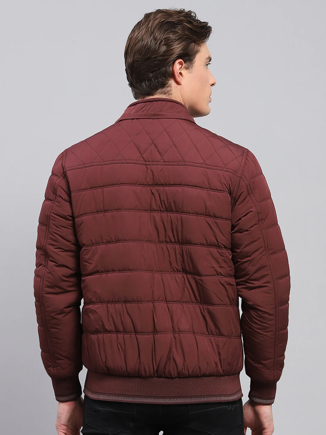 Men Maroon Self Design Detachable Hood Full Sleeve Jacket - Image 6