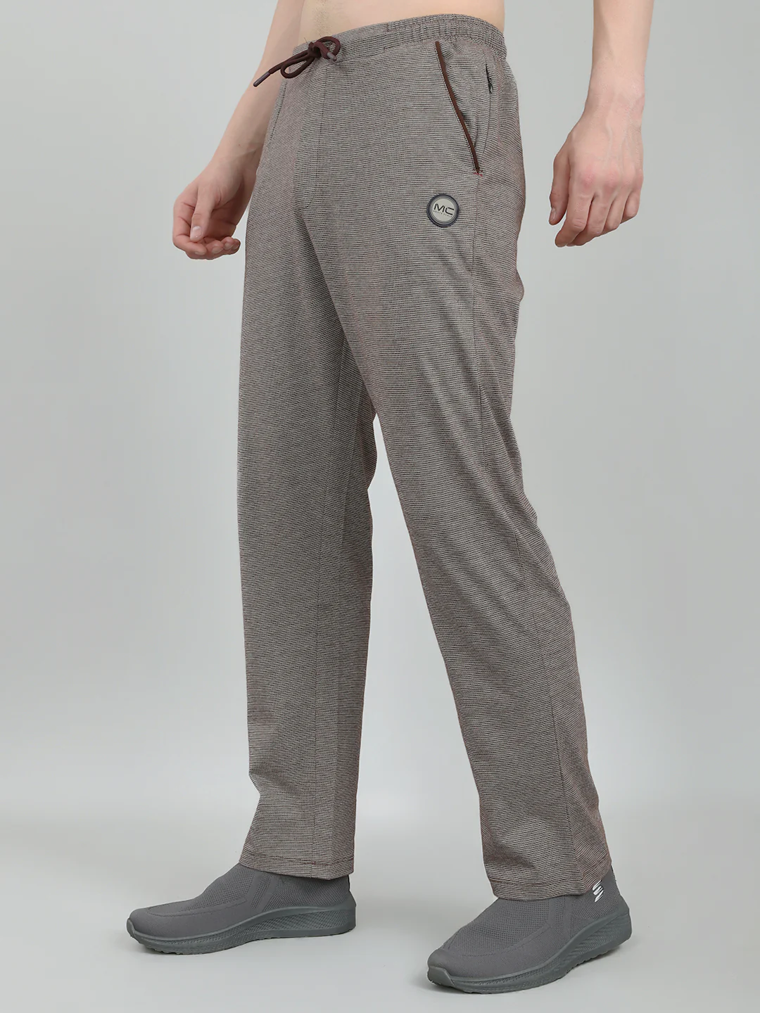 Men Maroon Self Design Regular Fit Lower - Image 2