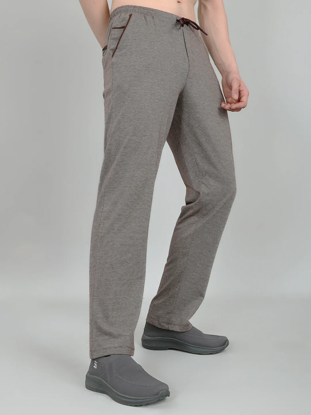 Men Maroon Self Design Regular Fit Lower - Image 3