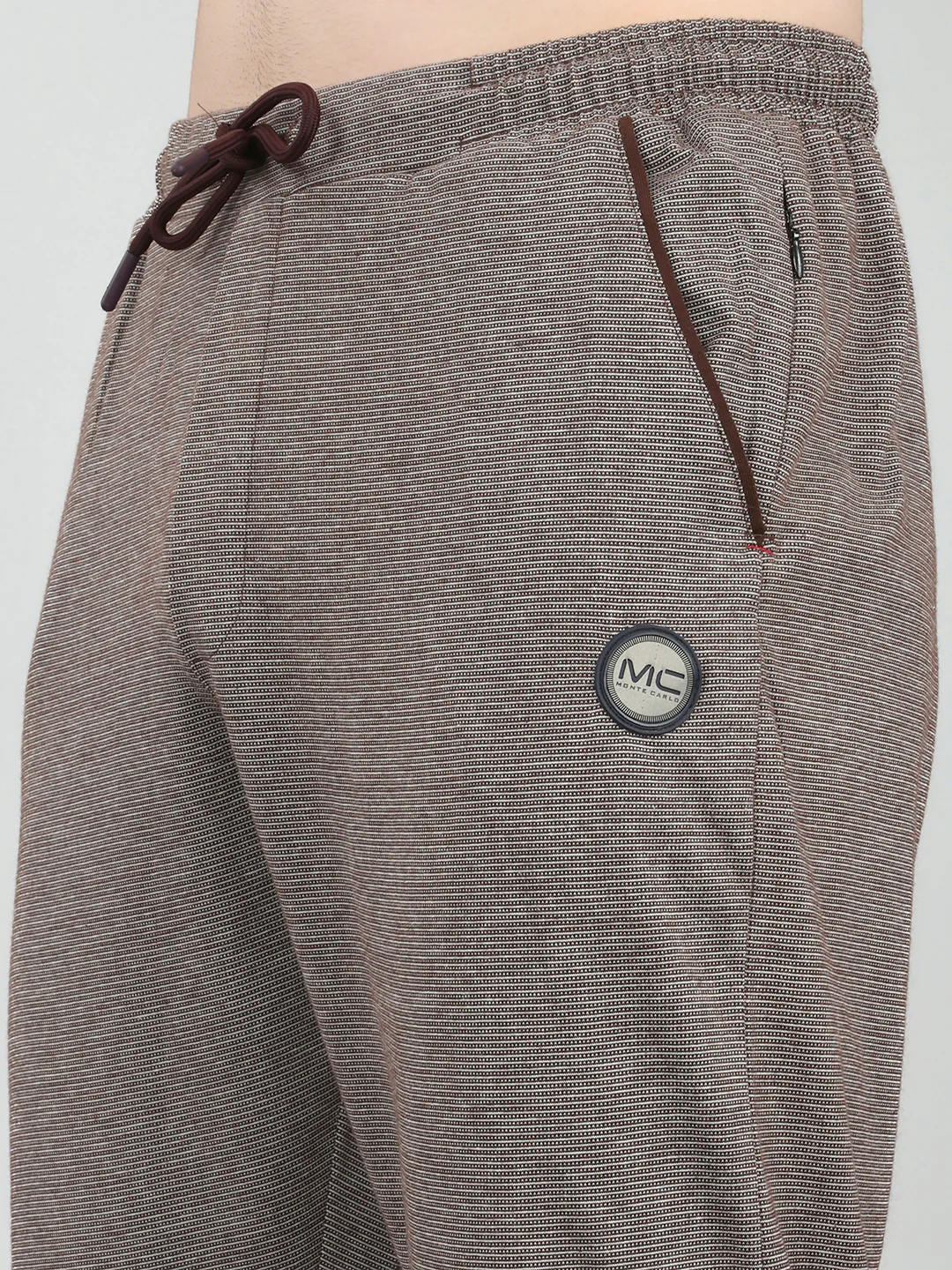 Men Maroon Self Design Regular Fit Lower - Image 4