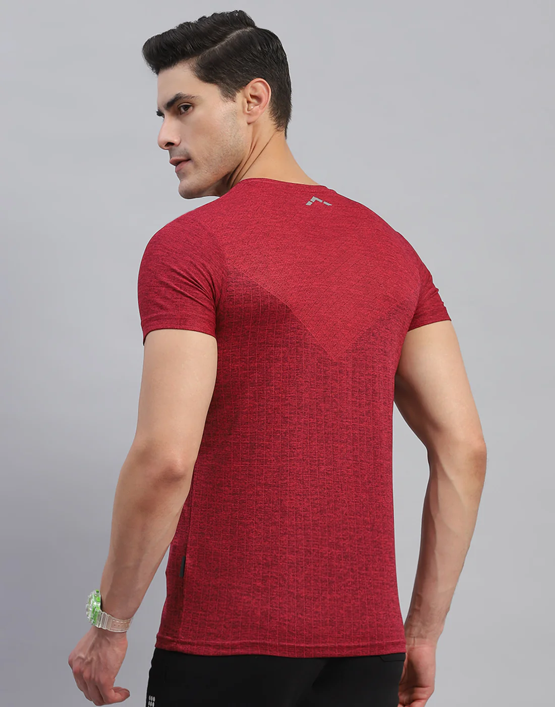 Rock.it Men Maroon Self Design Round Neck Half Sleeve T-Shirt - Image 5