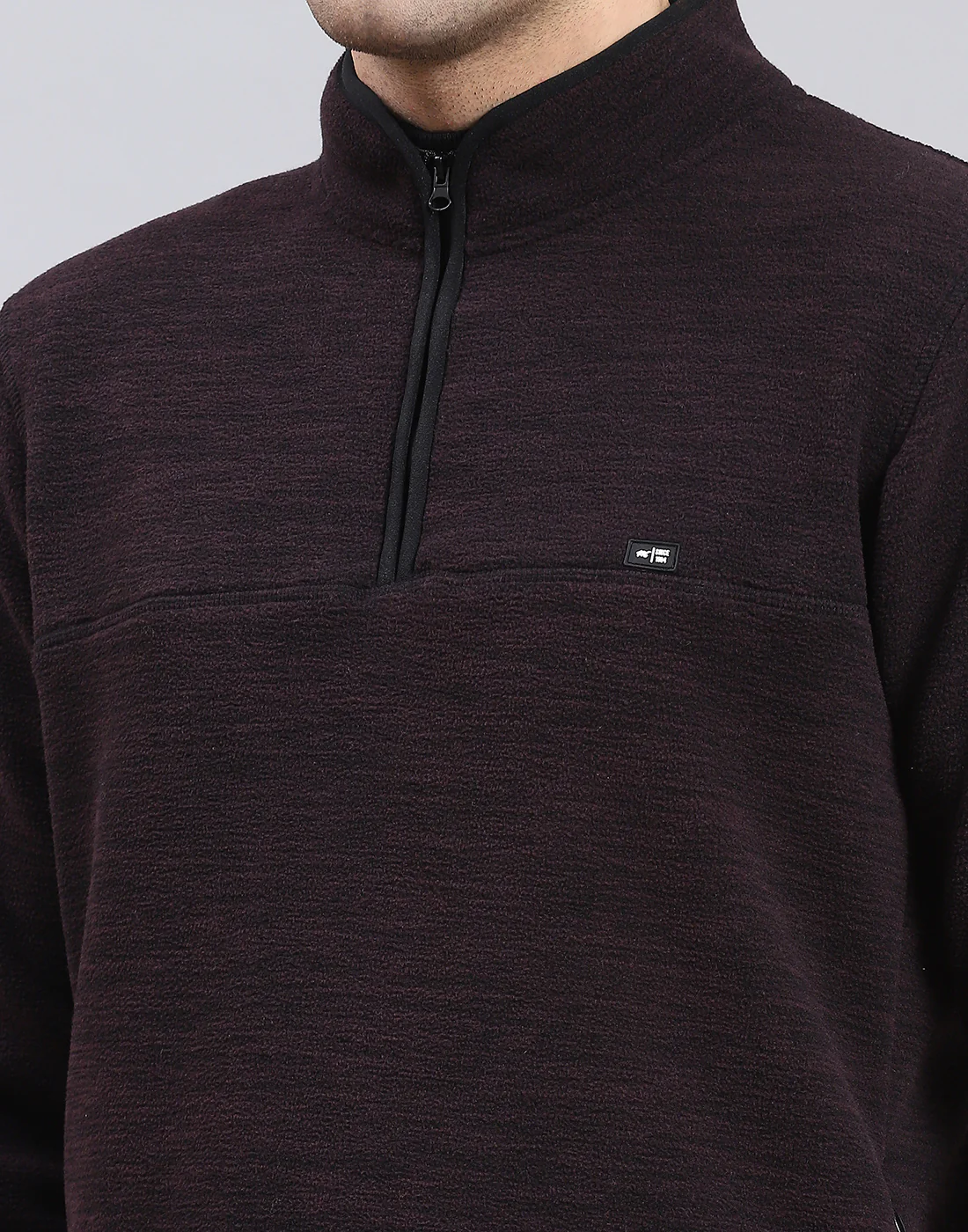 Men Maroon Self Design T Neck Full Sleeve Sweatshirt - Image 8