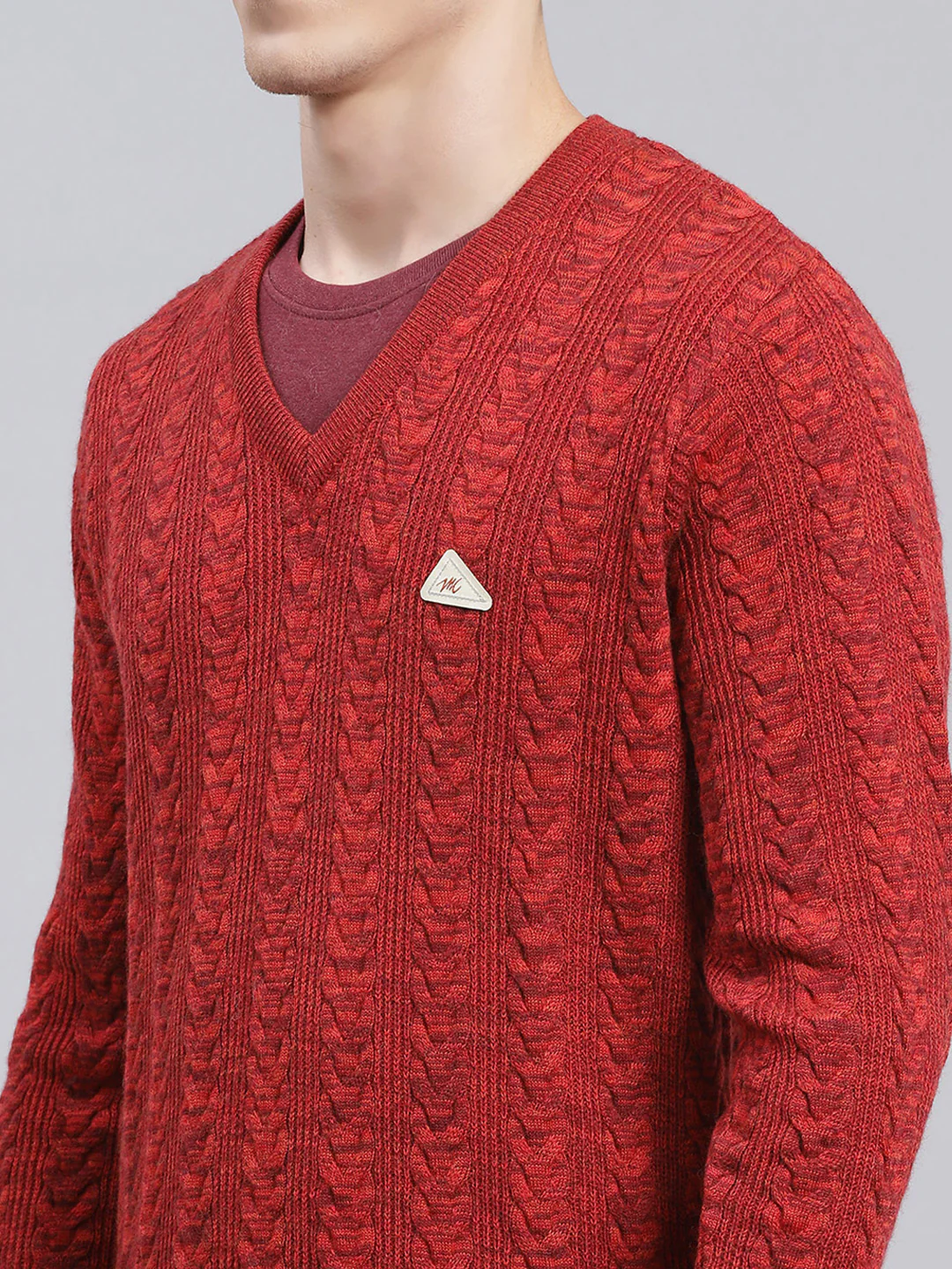 Men Maroon Self Design Wool blend Pullover - Image 6